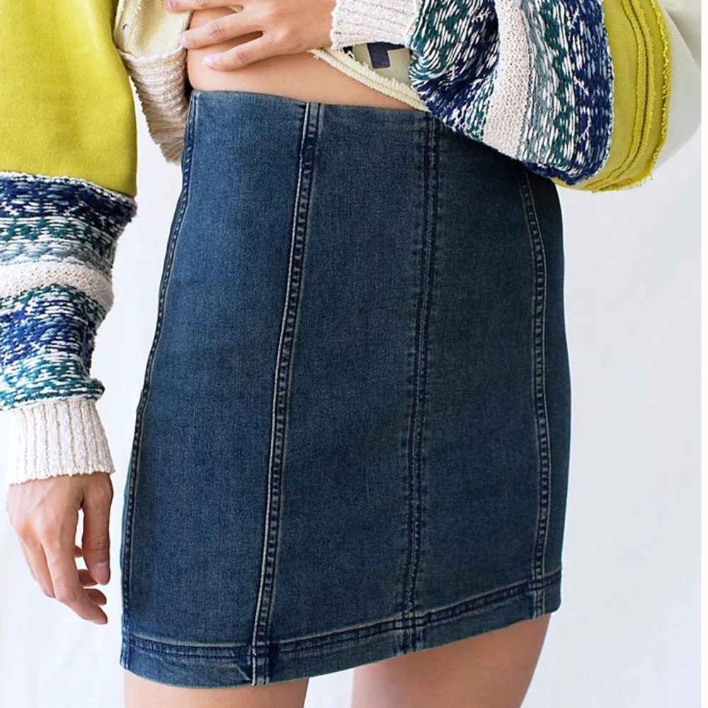 Free people modern femme mini denim skirt